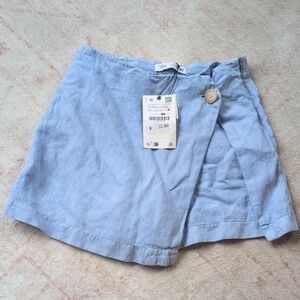 NWT Zara Girl's Blue Linen Skort